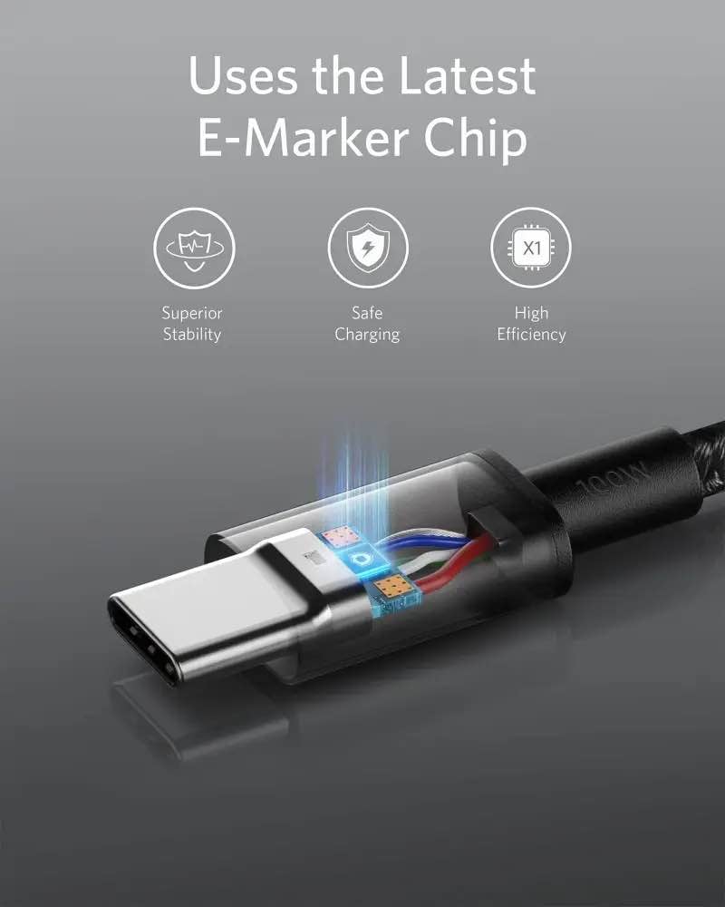 Picture of Anker 333 100W USB-C to USB-C Braided Cable – A8756 -Black