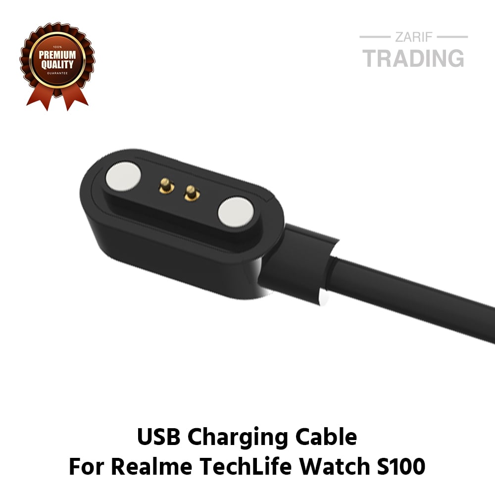 Picture of Realme TechLife Watch S100 Magnetic Charging Cable High Quality USB Charger Cable USB Charging Cable Dock Bracelet Charger For Realme TechLife Watch S100 Smart Watch (Black)