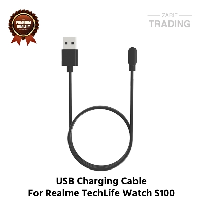 Picture of Realme TechLife Watch S100 Magnetic Charging Cable High Quality USB Charger Cable USB Charging Cable Dock Bracelet Charger For Realme TechLife Watch S100 Smart Watch (Black)
