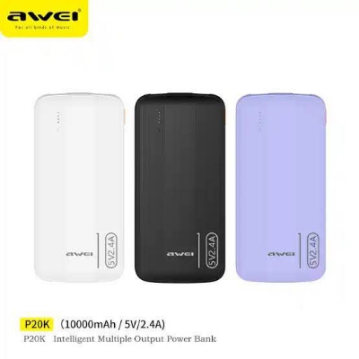 Picture of Awei P20K 10000mAh 2.4A Slim Dual Output Power bank -Black