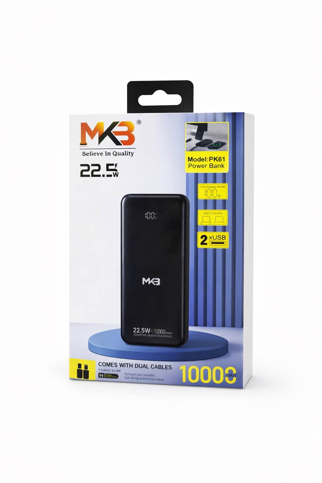 Picture of MKB Pk61 10000mah comes With Dual Cables 22.5w -Black