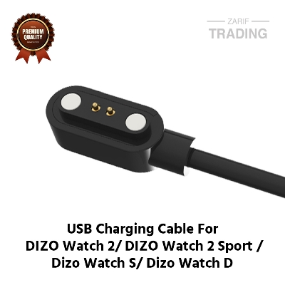 Picture of DIZO Watch 2 DIZO Watch 2 Sport Dizo Watch S Dizo Watch D Realme TechLife Charging Cable 2 Pin High Quality USB Charger Cable USB Charging Cable Dock Bracelet Charger For DIZO Watch 2 DIZO Watch 2 Sport Dizo Watch S Dizo Watch D Smart Watch (Black)