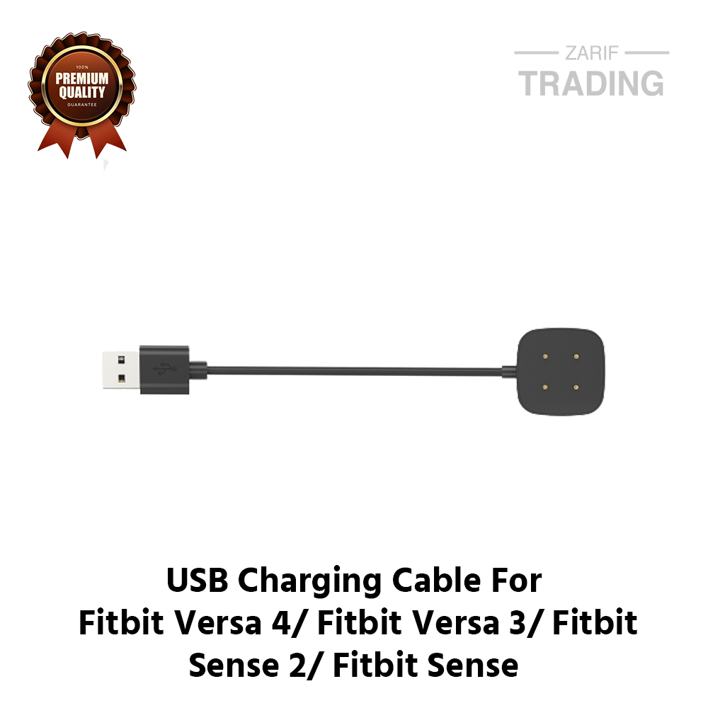 Picture of Fitbit Versa 4 Fitbit Versa 3 Fitbit Sense 2 Fitbit Sense Charging Cable 4 Pin High Quality USB Charger Cable USB Charging Cable Dock Bracelet Charger For Fitbit Versa 4 Fitbit Versa 3 Fitbit Sense 2 Fitbit Sense Smart Watch (Black)