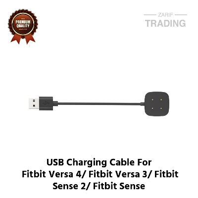 Picture of Fitbit Versa 4 Fitbit Versa 3 Fitbit Sense 2 Fitbit Sense Charging Cable 4 Pin High Quality USB Charger Cable USB Charging Cable Dock Bracelet Charger For Fitbit Versa 4 Fitbit Versa 3 Fitbit Sense 2 Fitbit Sense Smart Watch (Black)