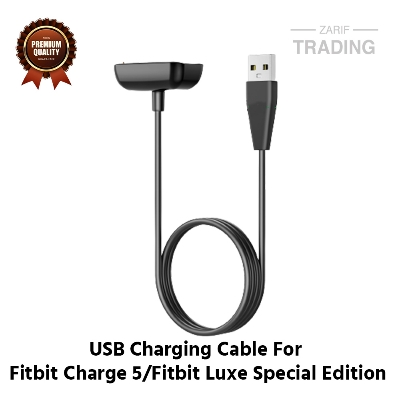 Picture of Fitbit Charge 5 Fitbit Luxe Special Edition High Quality USB Charger Cable USB Charging Cable Dock Bracelet Charger For Fitbit Charge 5 Fitbit Luxe Special Edition Smart Watch (Black)