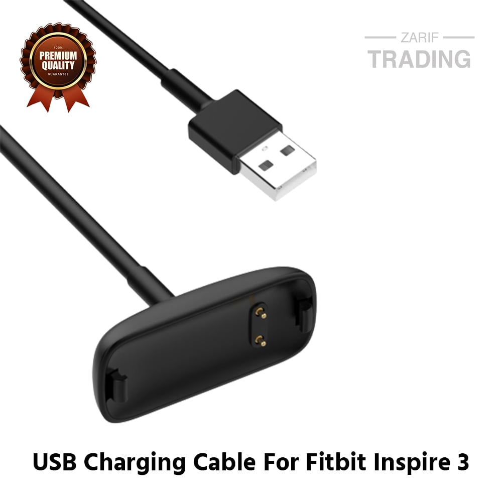 Picture of Fitbit Inspire 3 Charging Cable High Quality USB Charger Cable USB Charging Cable Dock Bracelet Charger For Fitbit Inspire 3 Smart Watch (Black)