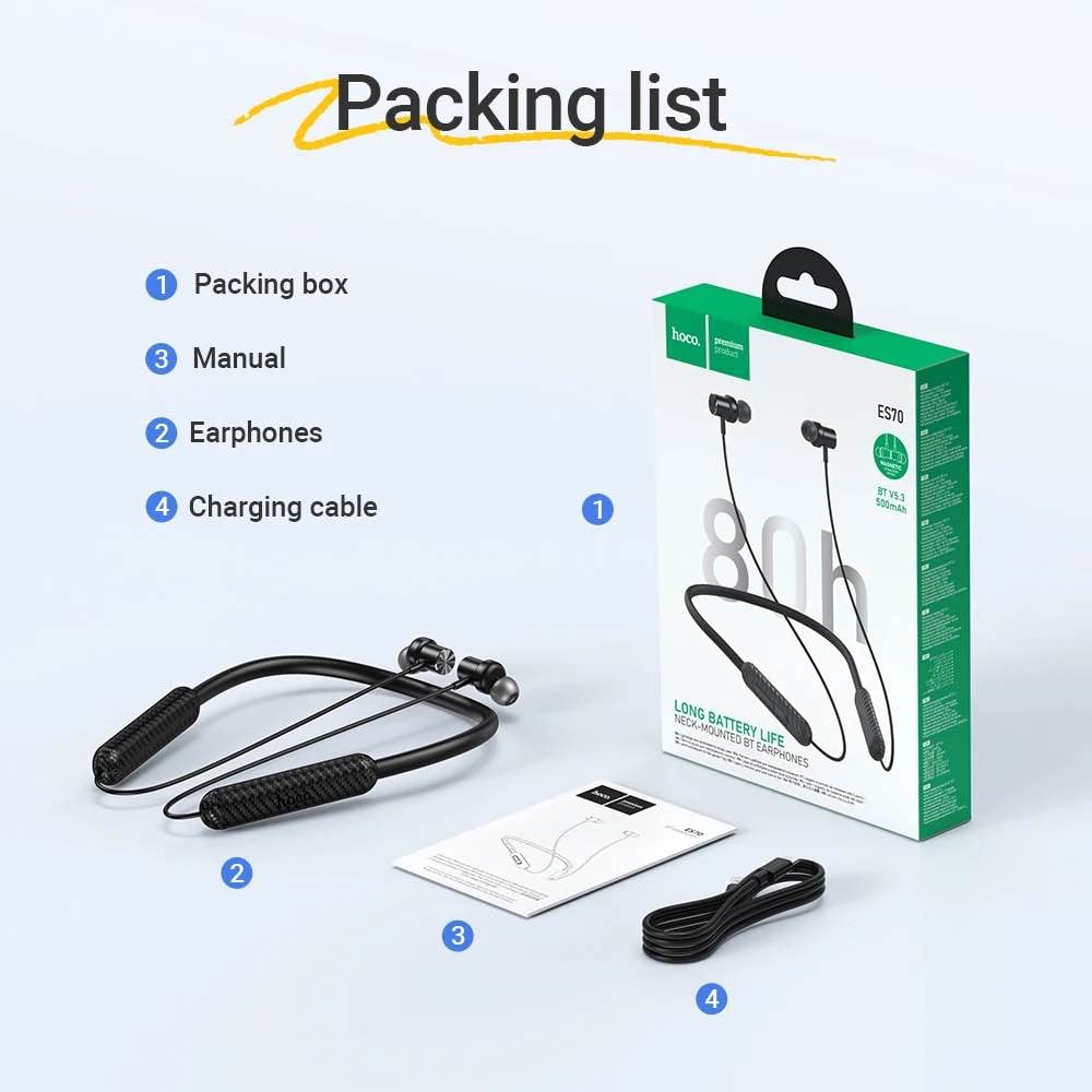 Picture of Hoco ES70 Long Battery Life Bluetooth Neckband -Black