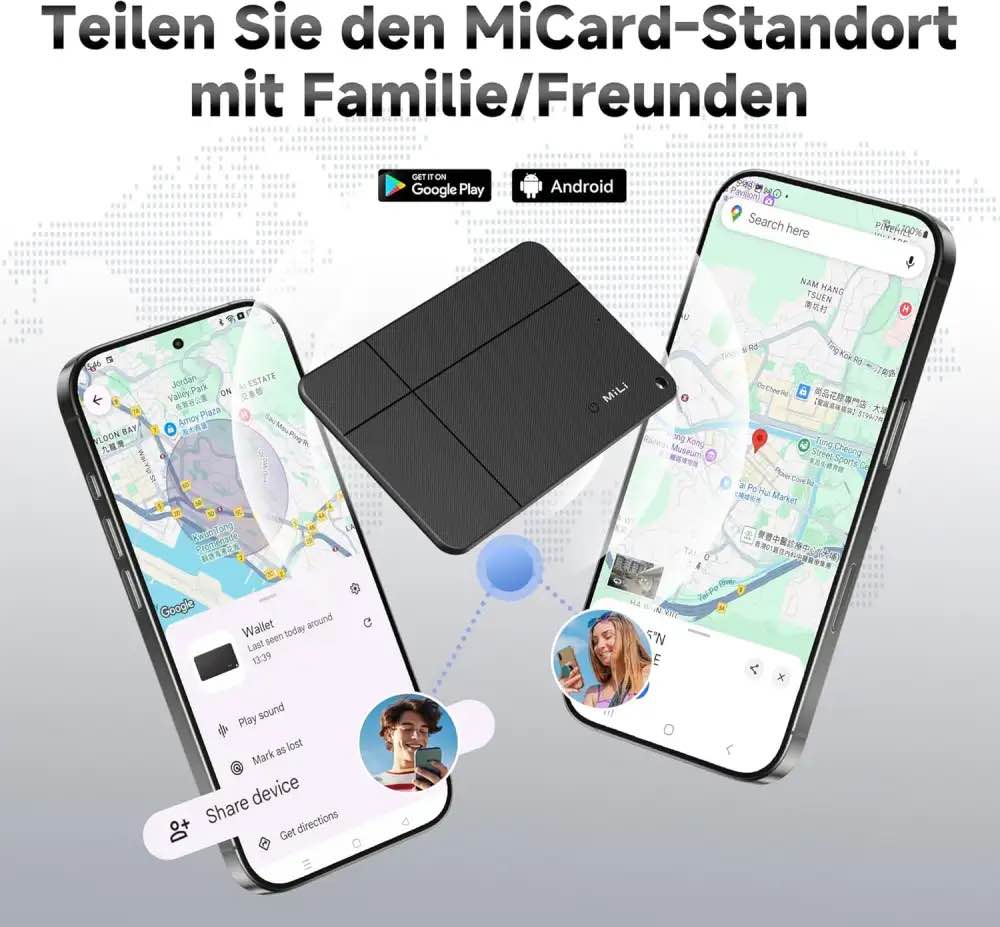 Picture of MiLi MiCard Duo Smart Wireless Rechargeable Card Bluetooth Item Finder (iOS or Android Compatible)tracker -Black