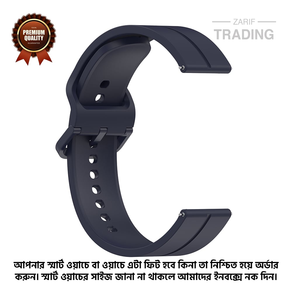 Picture of 22mm Smart Watch Silicone Premium Flat Head Groove Strap Watch Belt for Unisex Suitable for Square Shape Watch (Navy Blue,Not Specified)