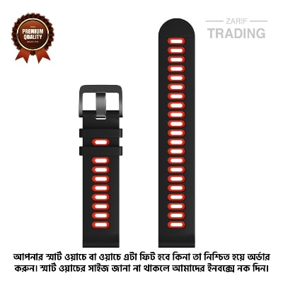 Picture of 22mm Smart Watch Silicone Premium Multi Color Strap universal interface Watch Belt for Unisex Suitable for Square Shape Watch (Black & Red,Not Specified)