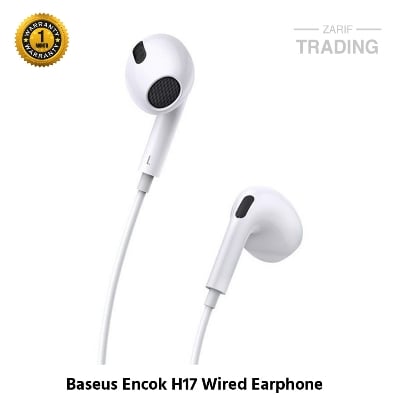 Picture of Baseus H17 Encok 3.5mm Lateral In-Ear Wired Headphone-White (White)