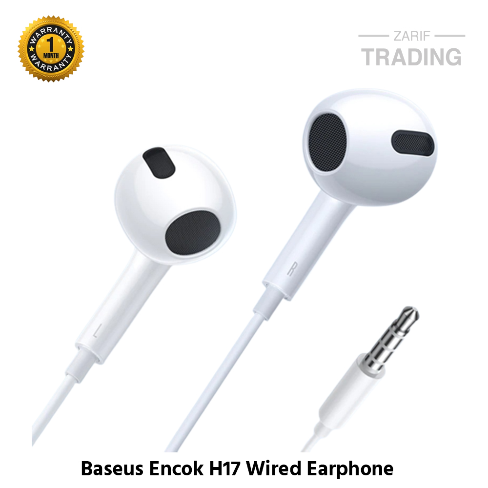 Picture of Baseus H17 Encok 3.5mm Lateral In-Ear Wired Headphone-White (White)