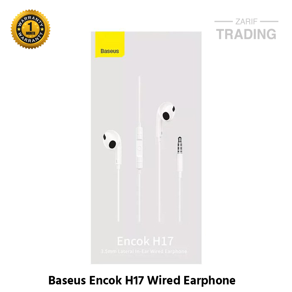 Picture of Baseus H17 Encok 3.5mm Lateral In-Ear Wired Headphone-White (White)