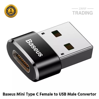 Picture of Baseus Mini Type-C Female to USB Male Adapter Converter (Black)
