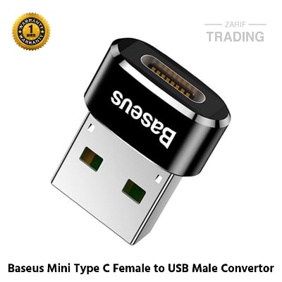 Picture of Baseus Mini Type-C Female to USB Male Adapter Converter (Black)