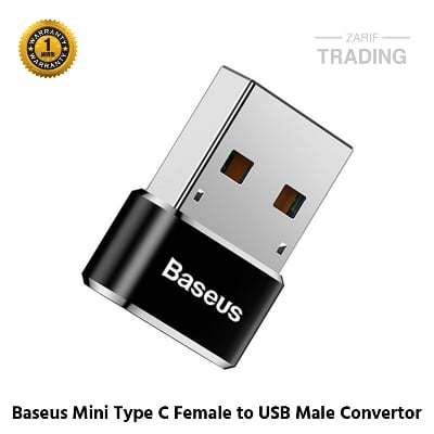 Picture of Baseus Mini Type-C Female to USB Male Adapter Converter (Black)