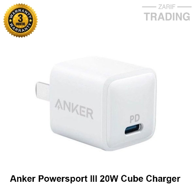 Picture of Anker 20W Fast Charger with Foldable Plug, Powersport III 20W Cube Charger for Ip- 14/14 Plus/14 Pro/14 Pro Max/13, Sam, Pixel 4/3 