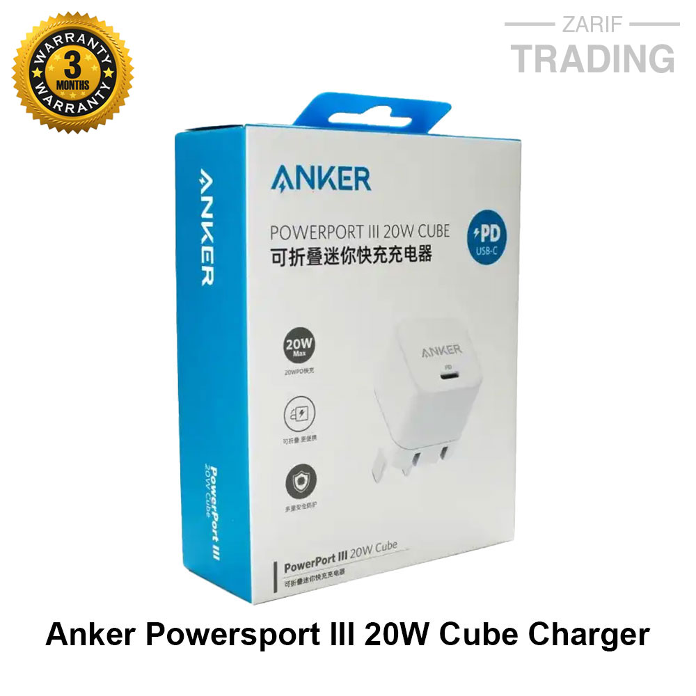 Picture of Anker 20W Fast Charger with Foldable Plug, Powersport III 20W Cube Charger for Ip- 14/14 Plus/14 Pro/14 Pro Max/13, Sam, Pixel 4/3 