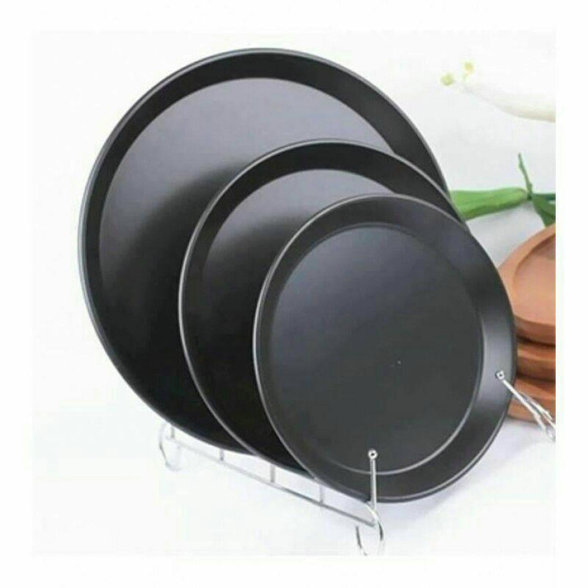Picture of Nonstick Pizza Pan Set 3 Pieces - Black -Black