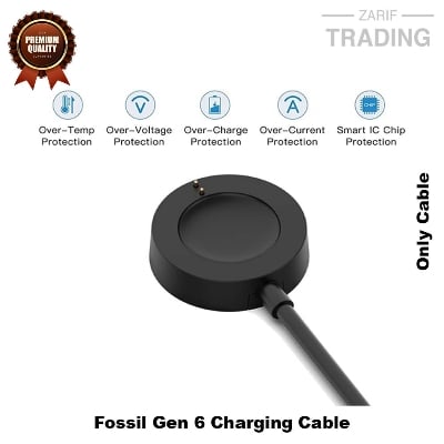 Picture of Fossil Gen6 Magnetic Charging Cable 2 Pin High Quality USB Charger Cable USB Charging Cable Dock Bracelet Charger for Fossil Gen6 Smart Watch (Black)