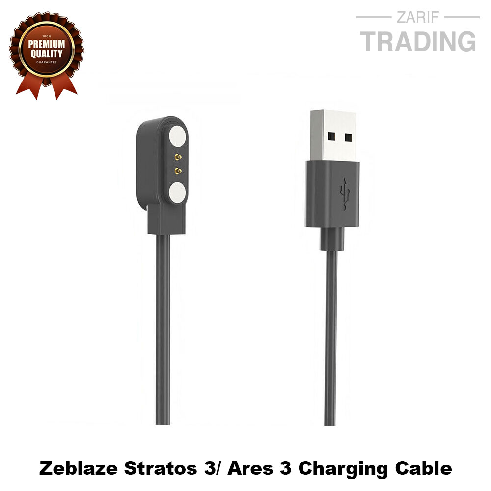 Picture of Zeblaze Stratos3/Ares3 Magnetic Charging Cable 2 Pin High Quality USB Charger Cable USB Charging Cable Dock Bracelet Charger for Zeblaze Stratos3/Ares3 Smart Watch (Black)