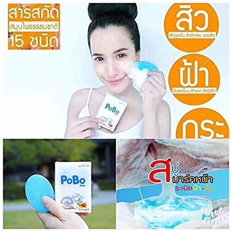 Picture of Pobo 10x Whitening Mineral Collagen Soap Gentle Cleansing Brightening Reduce Dark Spot Freckles Aura Clear Skin -white