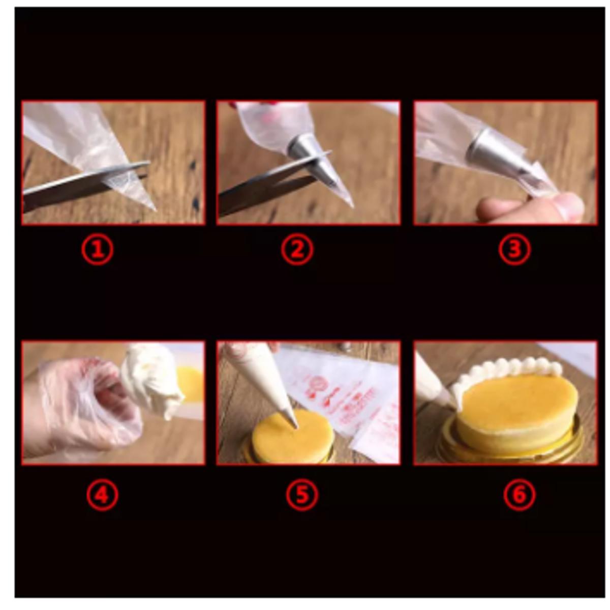 Picture of 10 pcs Plastic Disposable Piping Bags Cake Cream Decorating- (Large Size) -White