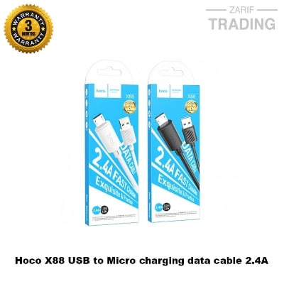 Picture of HOCO X88 USB TO MICRO 1M 2.4A FAST CHARGING CABLE DATA CABLE 