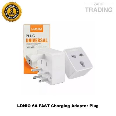 Picture of LDNIO Z4 Worldwide AU UK US EU Travel AC Power Plug Universal 6A FAST Charging Adapter Plug Converter Compact SIZE Travel Companion (ABS VO) - Multi Plug (White)