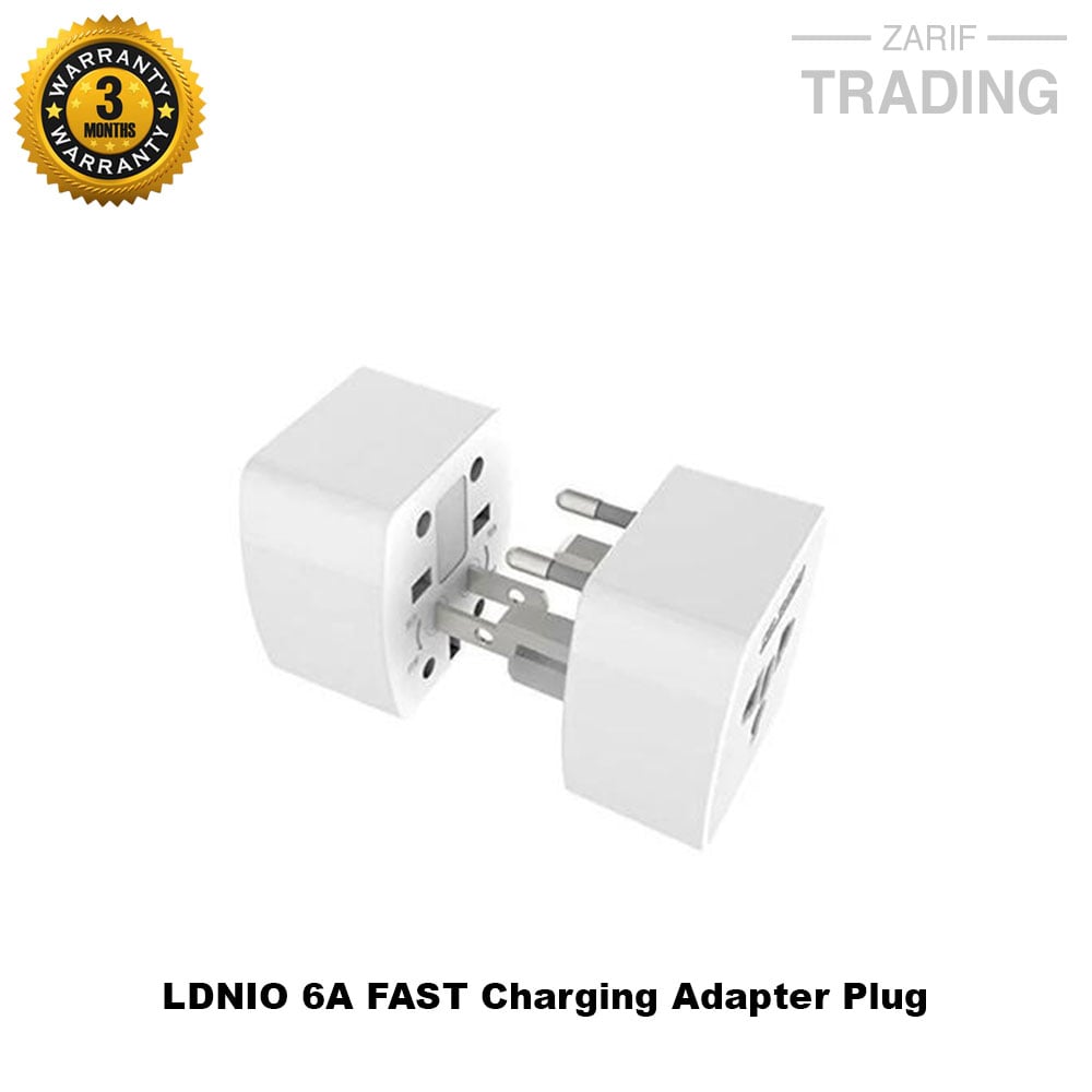 Picture of LDNIO Z4 Worldwide AU UK US EU Travel AC Power Plug Universal 6A FAST Charging Adapter Plug Converter Compact SIZE Travel Companion (ABS VO) - Multi Plug (White)