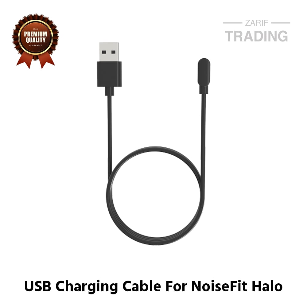 Picture of NoiseFit Halo Magnetic Charging Cable 2 Pin High Quality USB Charger Cable USB Charging Cable Dock Bracelet Charger for NoiseFit Halo Smart Watch (Black)