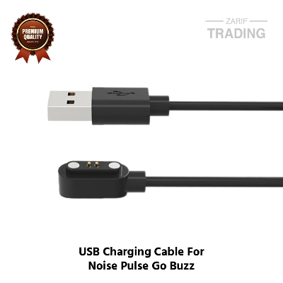 Picture of Noise ColorFit Pulse Go Buzz Magnetic Charging Cable 2 Pin High Quality USB Charger Cable USB Charging Cable Dock Bracelet Charger for Noise ColorFit Pulse Go Buzz Smart Watch (Black)