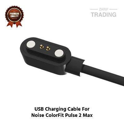 Picture of Noise ColorFit Pulse 2 Max Magnetic Charging Cable 2 Pin High Quality USB Charger Cable USB Charging Cable Dock Bracelet Charger for Noise ColorFit Pulse 2 Max Smart Watch (Black)