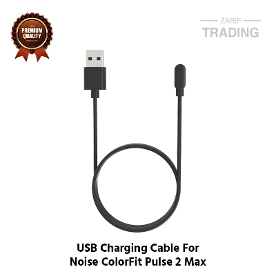 Picture of Noise ColorFit Pulse 2 Max Magnetic Charging Cable 2 Pin High Quality USB Charger Cable USB Charging Cable Dock Bracelet Charger for Noise ColorFit Pulse 2 Max Smart Watch (Black)