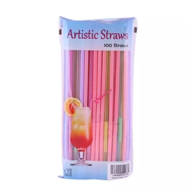 Picture of Artistic Straws Multicolor Set of 100pcs -Multicolor
