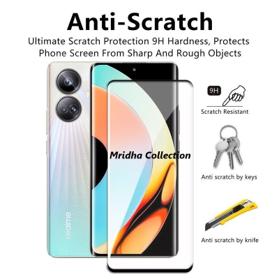 Picture of Realme 11 Pro 5G Full Glue 9D Curved Tempered Glass Screen Protector Edge to Edge Fit Protection Tempered Glass (Black)
