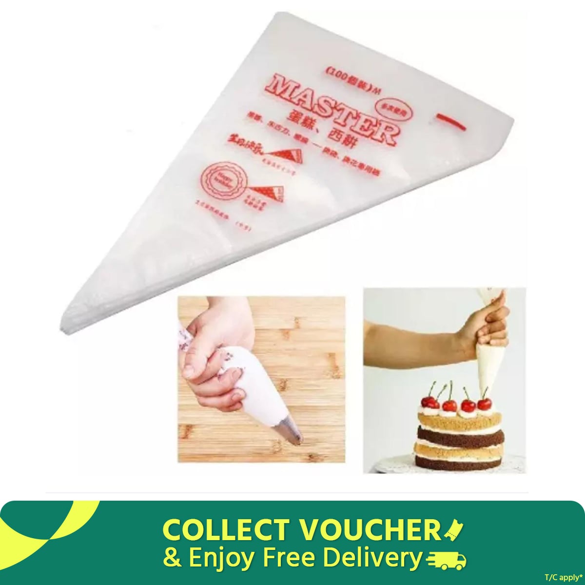 Picture of 10pcs Plastic Disposable Piping Bags Cake Cream Decorating -Transparent