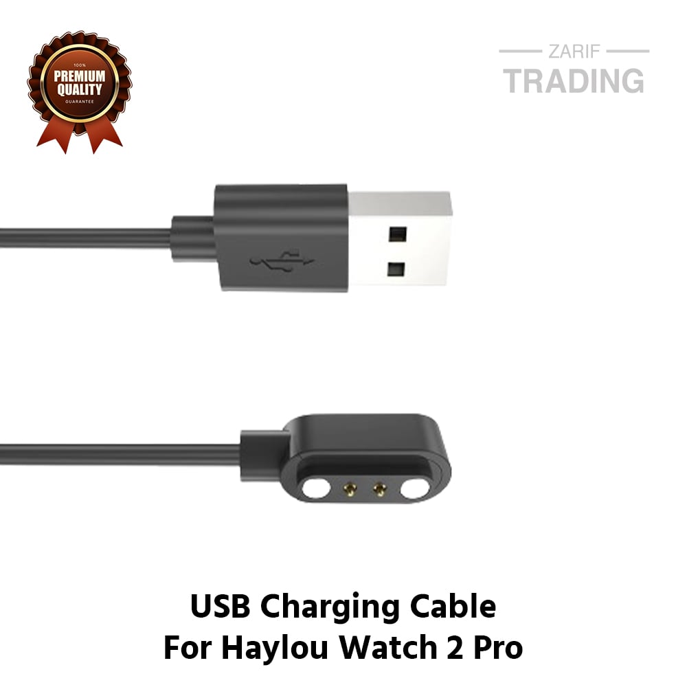 Picture of Haylou Watch 2 Pro Magnetic Charging Cable 2 Pin High Quality USB Charger Cable USB Charging Cable Dock Bracelet Charger for Haylou Watch 2 Pro Smart Watch (Black)