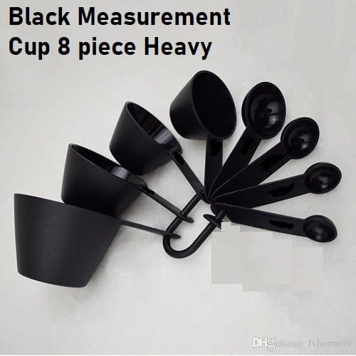 Picture of Professional Measurement Cup and Spoon Set Kitchen Baking Tools 8 piece set - Black -Black