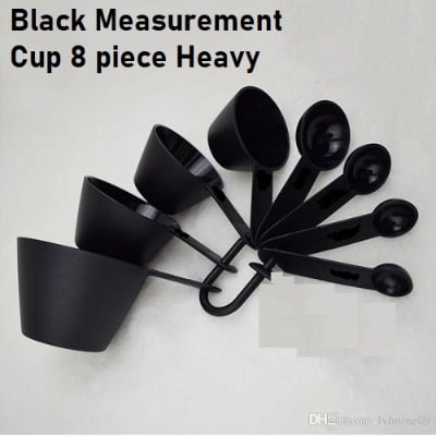 Picture of Professional Measurement Cup and Spoon Set Kitchen Baking Tools 8 piece set - Black -Black