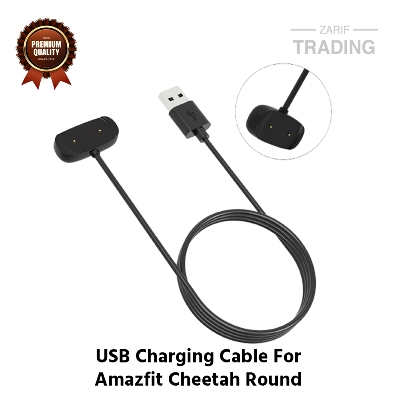 Picture of Amazfit Cheetah Round Magnetic Charging Cable 2 Pin High Quality USB Charger Cable USB Charging Cable Dock Bracelet Charger for Amazfit Cheetah Round Smart Watch (Black)