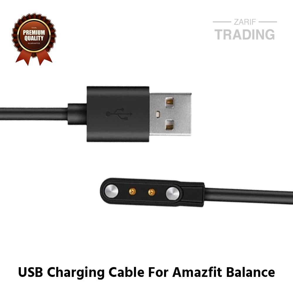 Picture of Amazfit Balance Magnetic Charging Cable 2 Pin High Quality USB Charger Cable USB Charging Cable Dock Bracelet Charger for Amazfit Balance Smart Watch (Black)