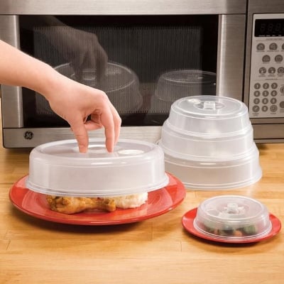 Picture of MICROWAVE FOOD COVER  / Plate Cover Splatter Guard Non Stick Plastic Clear Dish Lid