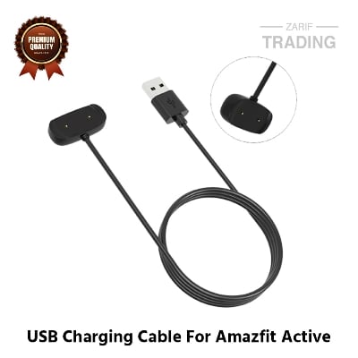 Picture of Amazfit Active Magnetic Charging Cable 2 Pin High Quality USB Charger Cable USB Charging Cable Dock Bracelet Charger for Amazfit Active Smart Watch (Black)