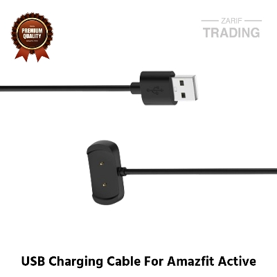 Picture of Amazfit Active Magnetic Charging Cable 2 Pin High Quality USB Charger Cable USB Charging Cable Dock Bracelet Charger for Amazfit Active Smart Watch (Black)