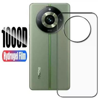Picture of 3in1 Combo Pack For Realme 11 Pro 5G Best Premium Quality Curve Scratch Proof UV Tempered Glass Screen Protector + Clear Transparent Back Protector Film-Poly + Camera Lens Protector