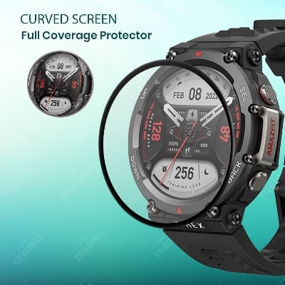 Picture of Amazfit T-Rex Ultra Smart Watch Full Coverage Plastic Screen Protector (Black)