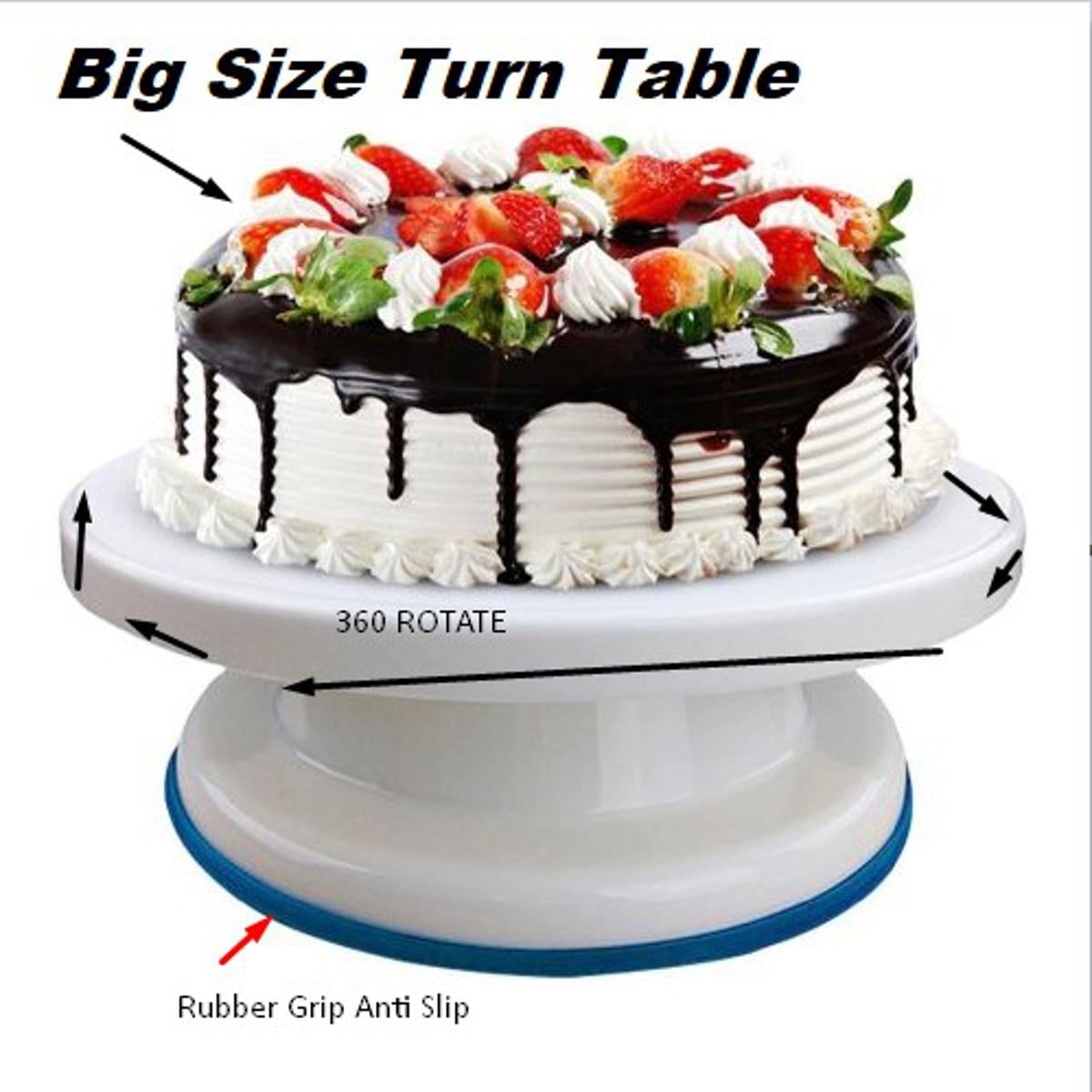 Picture of Big Size Cake Decorating Turn table 360 Rotate -White