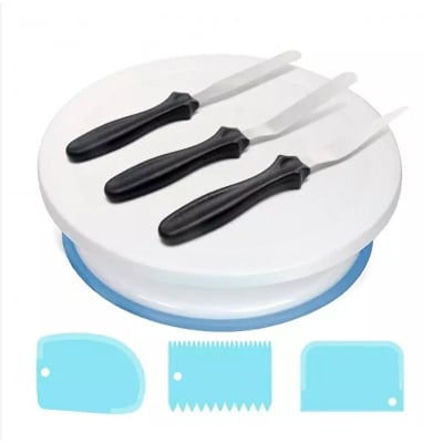 Picture of 7Pcs/Set Cake Rotary Table Set DIY Pastry Accessories Cake Stand Turntable Decorating Baking Tool -White