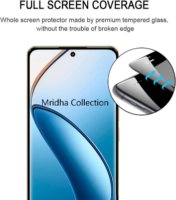 Picture of Realme 12 Pro+ 5G / Realme 12 Pro Plus 5G Full Glue 9D Curved Tempered Glass Screen Protector Edge to Edge Fit Protection Tempered Glass (Black)